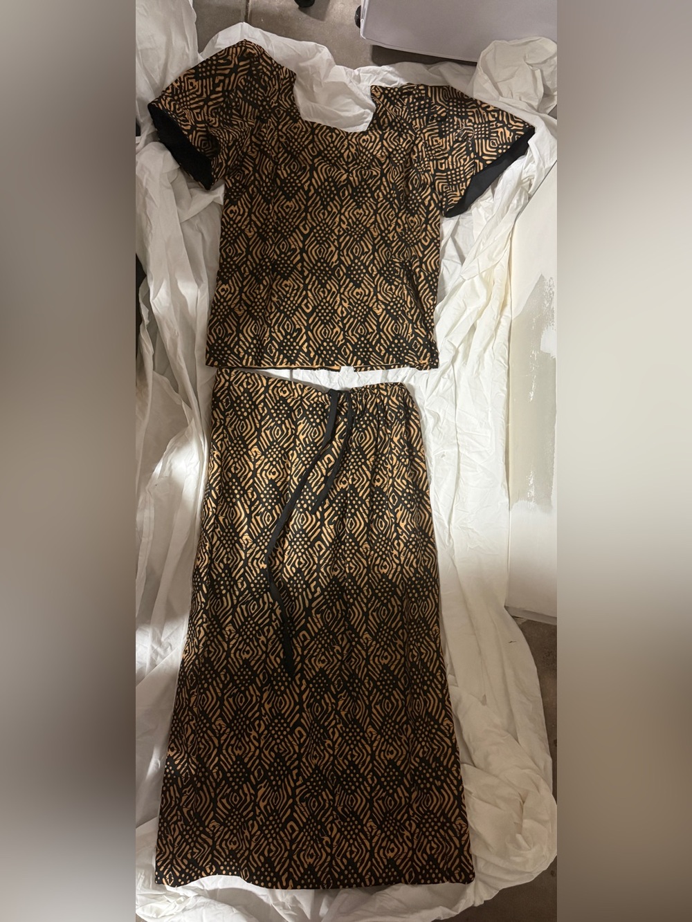 Black and Tan Patterned Women’s Skirt - homemade African outfit